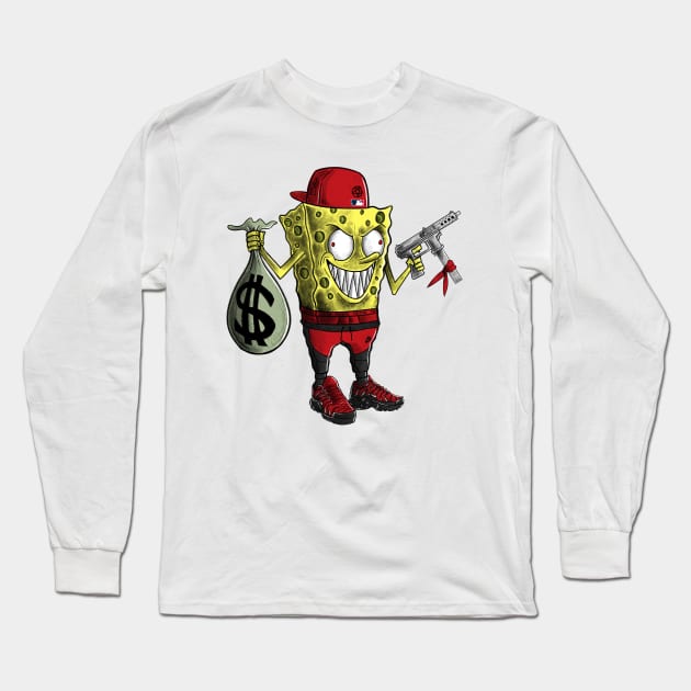 gangsta SpongeBob Long Sleeve T-Shirt by markusloewe